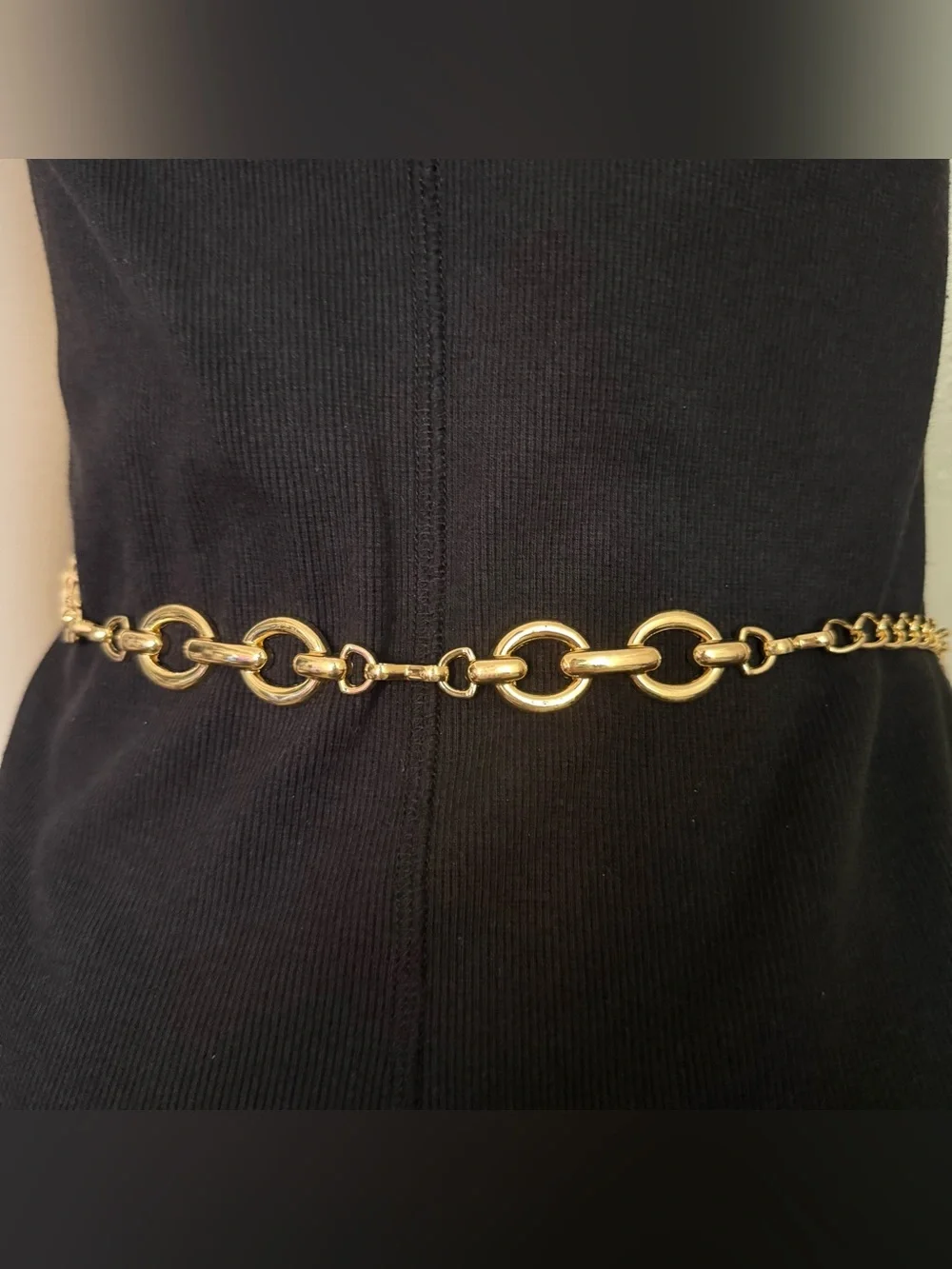 Gold tone metal oval links chain belt